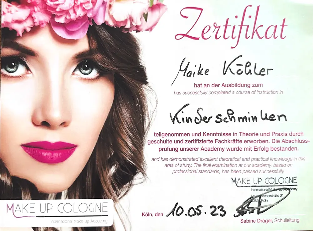 Zertifikat Make-up Cologne Kinderschminken